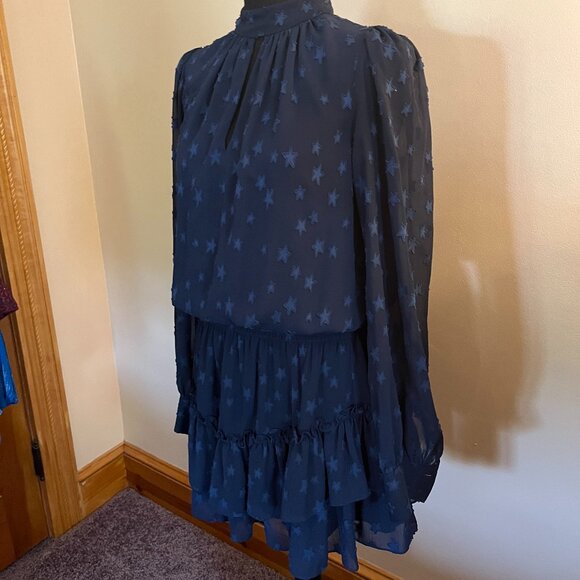 Ramy Brook Sashah Star Pattern Blouson Dress in Navy - Picture 4 of 8